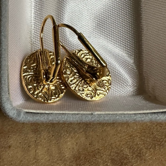 1928 Brand Moonstone Gold Tone Oval Drop Earrings Leverback Vintage 80’s USA - Picture 5 of 10